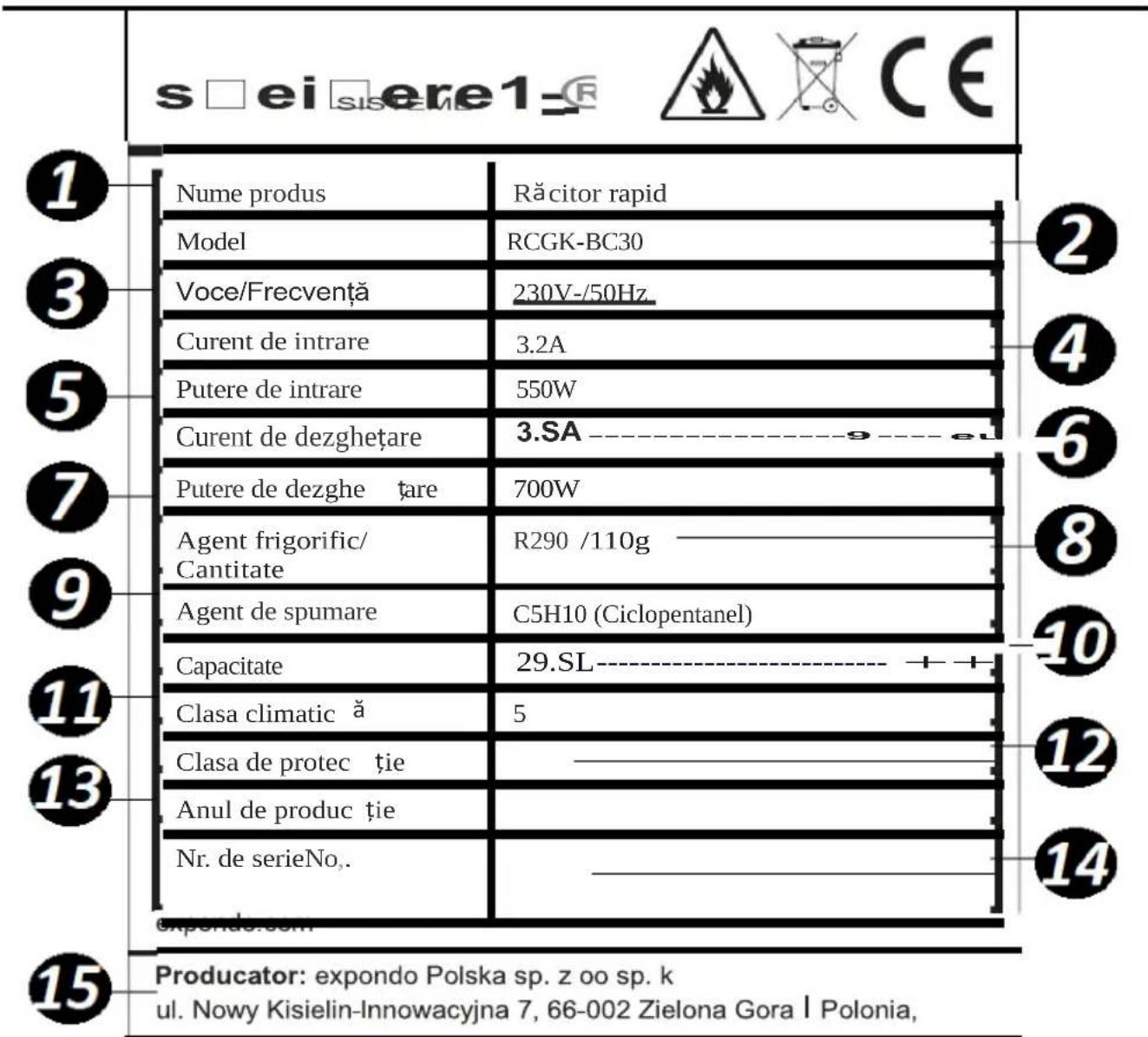 Royal Catering RCGK-BC96 - Prezentare generală a plăcuței de identificare: - 2