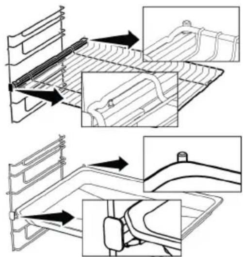 BEKO BBIMM13300DXMPSEF - Mise en place appropriée de la grille métallique et du plateau sur les rails télescopiquesModèles à étagères grillagées et rails télescopiques - 1