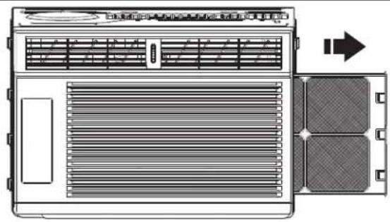 AMANA AMAP151CW - Removing the air filter - 1