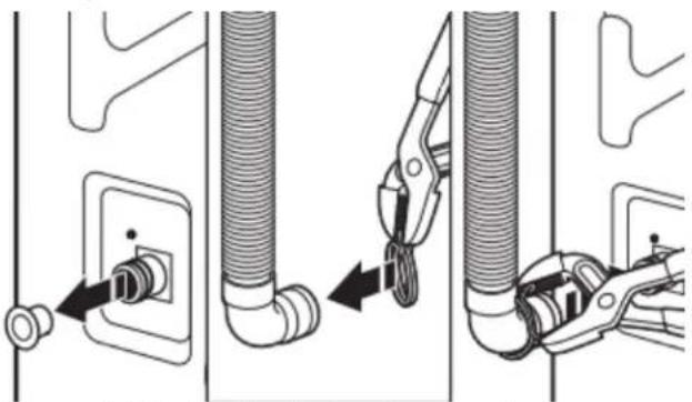 AMANA ATW4516MW - Raccordement du tuyau de vidange Fixation du tuyau de vidange à l'orifice de vidange - 1