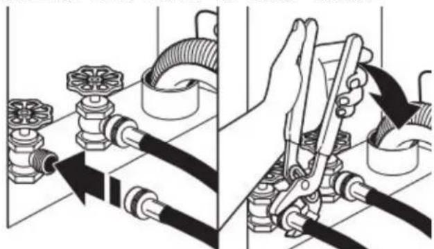 AMANA ATW4516MW - Connect inlet hoses to water faucets - 1