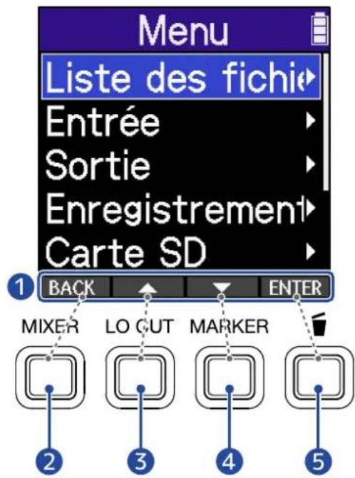 ZOOM H2 Essential - ■ Exemple de l'écran Menu - 1