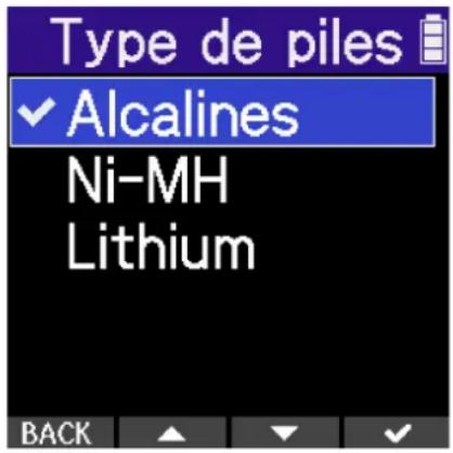 ZOOM H2 Essential - Réglage du type des piles utilisées (première mise sous tension) - 1
