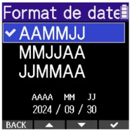 ZOOM H2 Essential - Réglage du format de date (première mise sous tension) - 1