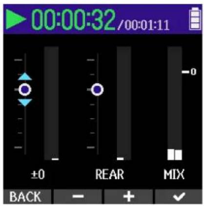 ZOOM H2 Essential - Utilisez (touche de fonction 2) et (touche de fonction 3) pour sélectionner la dont le niveau doit être réglé, et appuyez sur (touche de fonction 4) pour confirmer. - 2