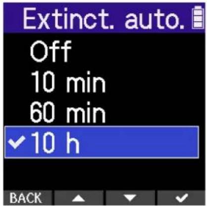 ZOOM H2 Essential - Réglage de la temporisation d'extinction automatique - 4