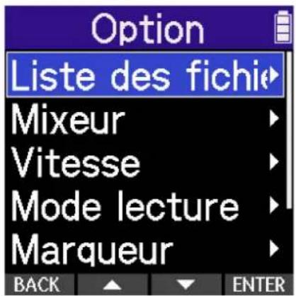 ZOOM H2 Essential - Sélection des fichiers à lire (écran Liste des fichiers) - 1