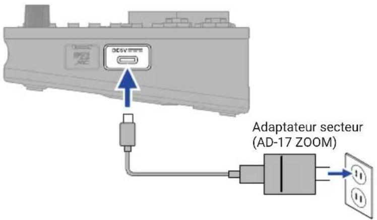 ZOOM LiveTrak L6 - Connexion d'un adaptateur secteur - 1