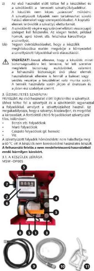 MSW OP60 - A MUNKA MEGKEZDÉSE ELÖTT ALAPOSAN, ÉRTŐ OLVASÁSSAL TANULMÁNYOZZA A JELEN HASZNÁLATI UTASÍTÁST. - 1