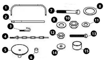 Labeled diagram of a mechanical assembly with numbered parts for identification