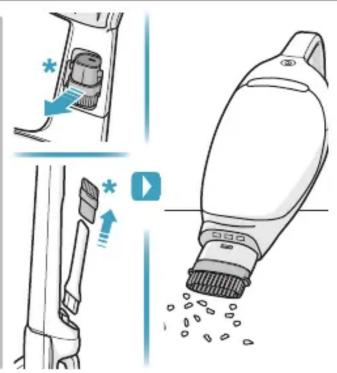 Diagram illustrating a cleaning or cleaning process with labeled components and directional arrows indicating steps.