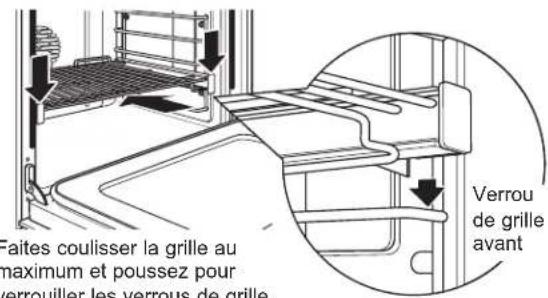 Faites coulisser la grille au maximum et poussez pour verrouiller les verrous de grille Verrou de grille avant