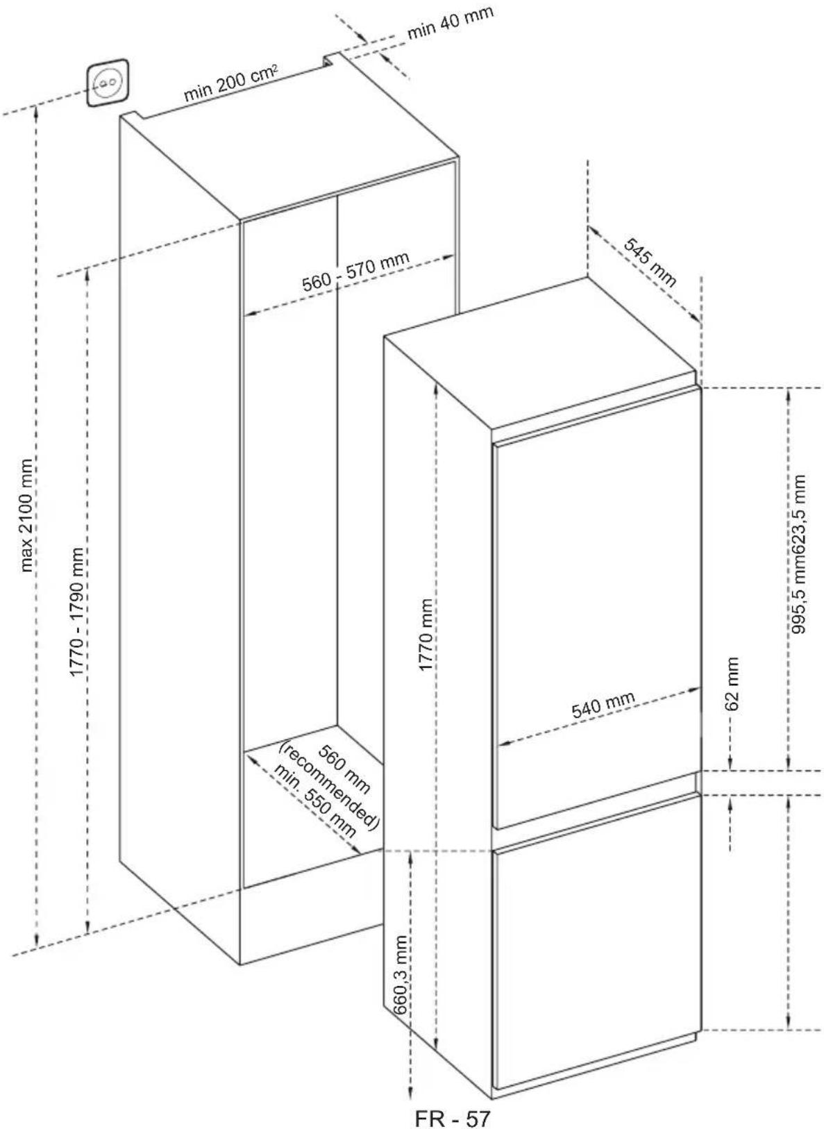 BLAUPUNKT 5CR288SD0 - Dimensions - 1