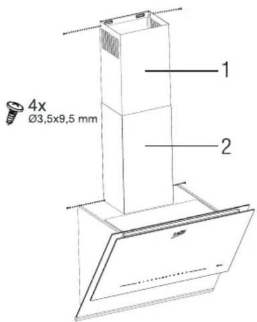 BEKO BHCA63741BHSI - Installation of the hood to the flue - 1