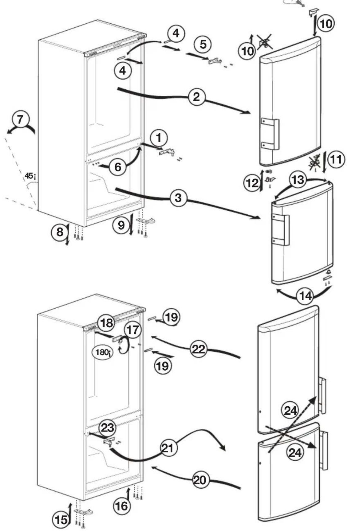 BEKO RCNE520K20XP - Inversarea uşilor - 1
