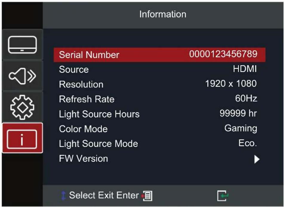 VIEWSONIC V57-4K - Information Menu (Menu Informations) - 1