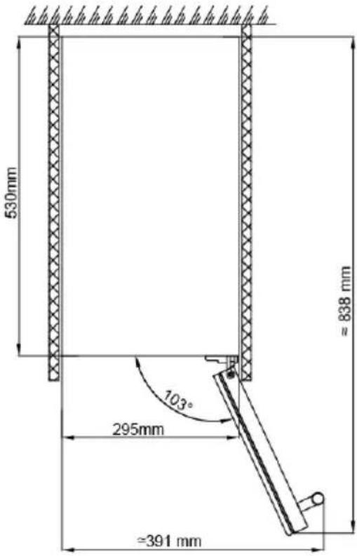 Witt WCU6082-2BG - Schémas cotés avec porte ouverte - 1