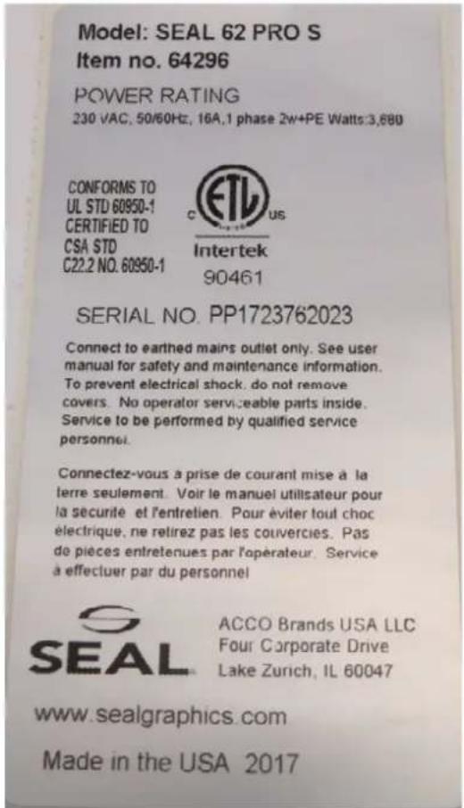 SEAL 62 Pro S - Identification - 1