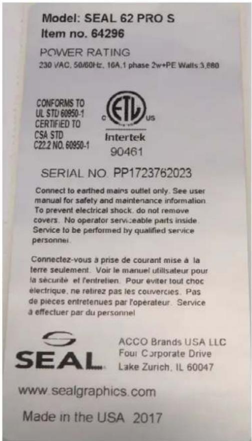 SEAL 62 Pro S - Identificazione - 3