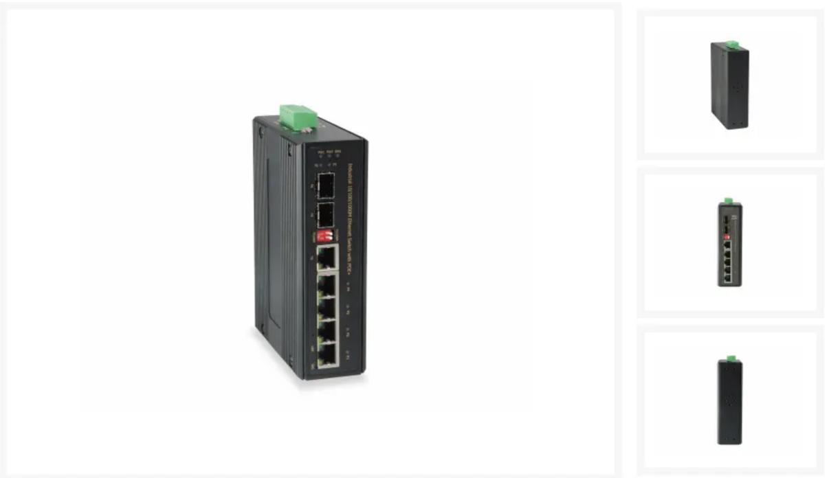 LEVELONE IES-0620 - IES-0620 6-Port Gigabit PoE Industrial Switch, 802.3at/af PoE, 4 PoE Outputs, 1 x SFP, 1 x SFP/RJ45 Combo, DIN-Rail, -40°C to 75°C, 126W, voltage booster - 1