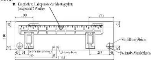 DAIKIN RXN25MV1B9 - Empfohlene Montageplatte, Halterungsstellen und Abmessungen - 3