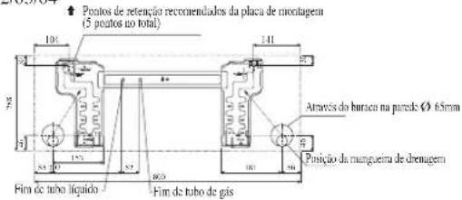 DAIKIN FWT05GATNMV1 - Pontos de retencion da placac de montage recomendados e dimensionalos - 1