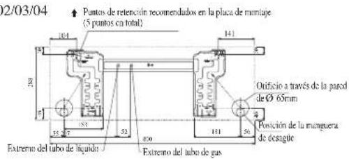 DAIKIN FWT05GATNMV1 - Medidas Y Espacios De Retencion De Placa De Montaje Recomendados - 1