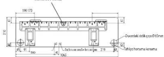 DAIKIN RXN35MV1B9 - Tavsiye Edilen Montaj Plakasi Ali koyma noktaları ve Boyutlar - 3