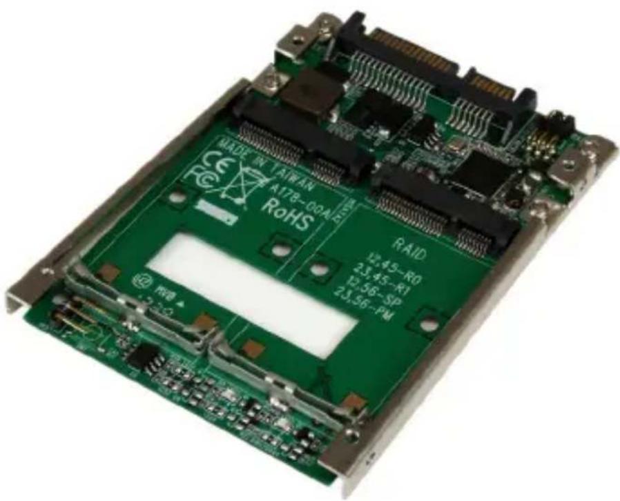 StarTech.com 25SAT22MSAT - デュアルmSATA SSD - 2.5インチSATA SSD コンバータ（RAID対応） - 1