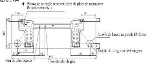 DAIKIN FWT02GATNMV1 - Pontos de retençao da placac de montage recomendados e dimensionalos - 1