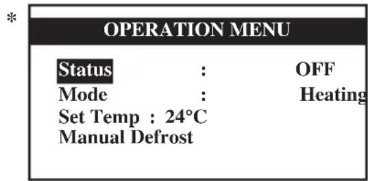 DAIKIN UATYQ250MCY17 - Menú de Operación - 1