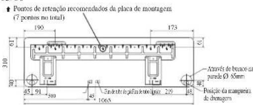 DAIKIN FWT03GATNMV1 - Pontos de retenção da placa de montage recomendados e dimensões - 2