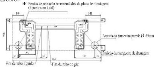 DAIKIN FWT03GATNMV1 - Pontos de retenção da placa de montage recomendados e dimensões - 1