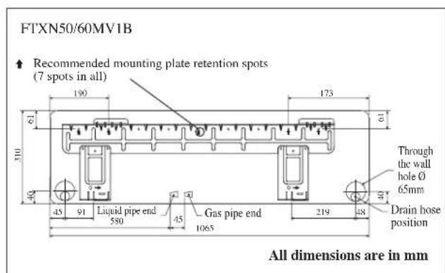 DAIKIN RXN60MV1B - Mounting Installation Plate - 4