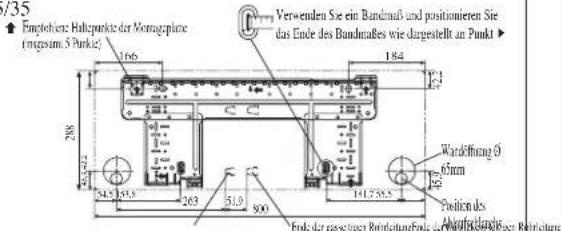 DAIKIN RXN50MV1B9 - Empfohlene Montageplatte, Halterungsstellen und Abmessungen - 1