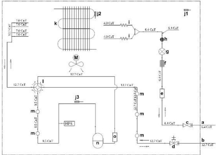 DAIKIN RXF71D5V1B - Schéma de tuyauterie - 1