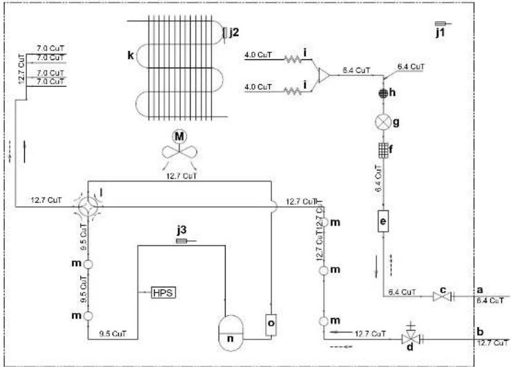 DAIKIN RXF71D5V1B - Schema delle tubazioni: Unità esterna - 1