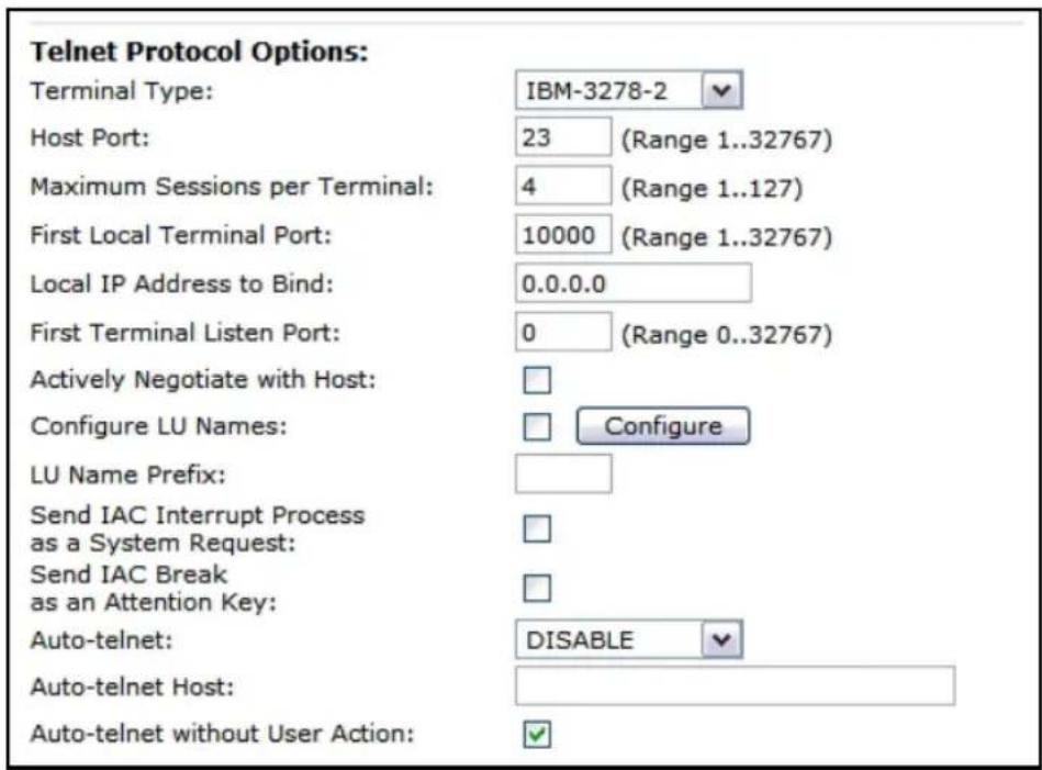 ZEBRA 9160 G2 - Options de protocole Telnet - 1