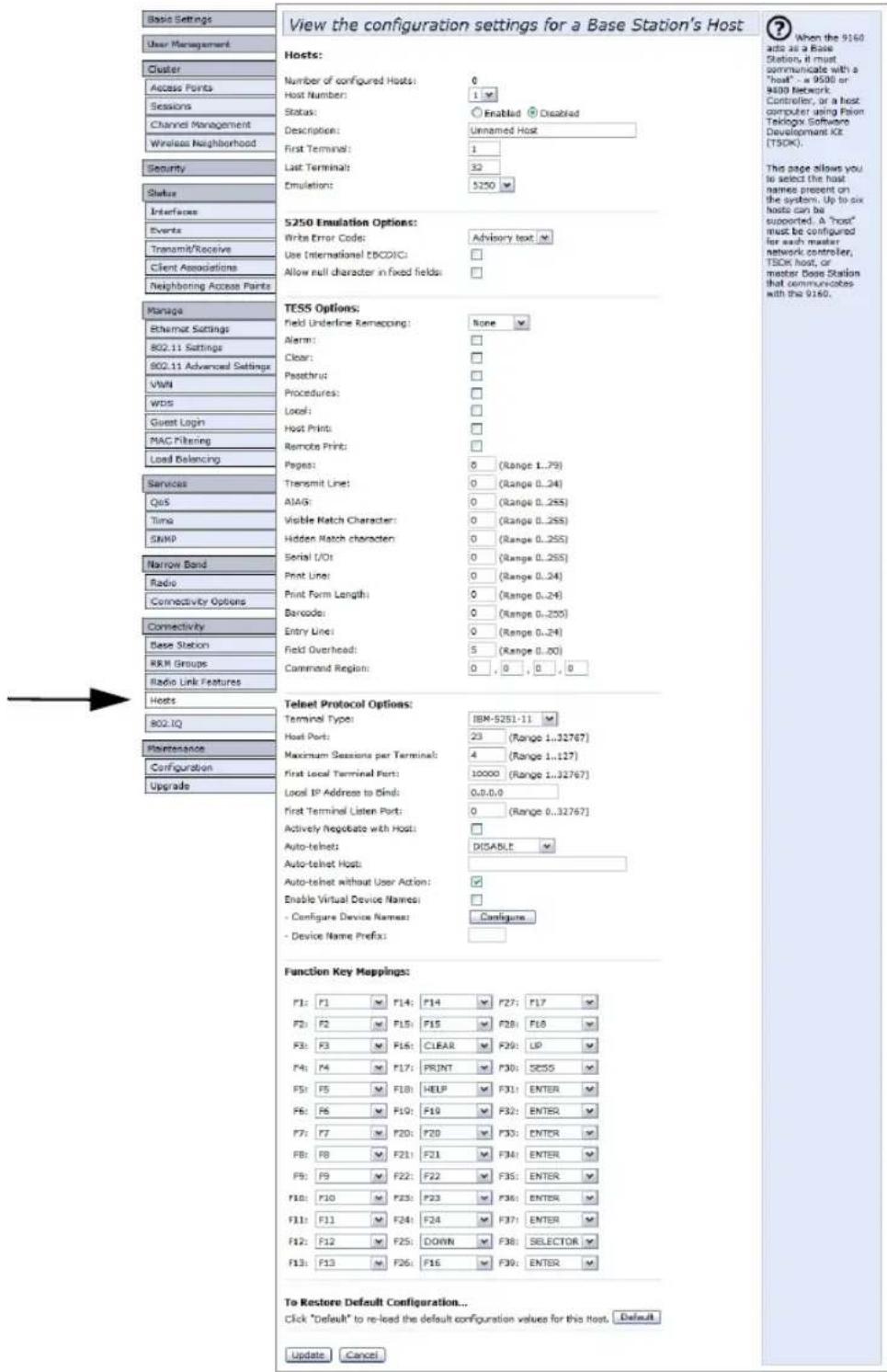 ZEBRA 9160 G2 - Menu Hosts (Hôtes) - 1