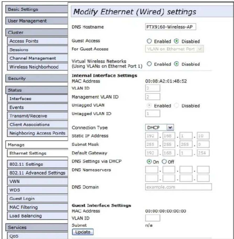ZEBRA 9160 G2 - Accès aux paramètres Ethernet (filaire) - 1