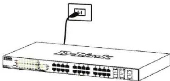 D-LINK DGS-1210-28P - Langkah 3: Colokkan kabel power AC - 1