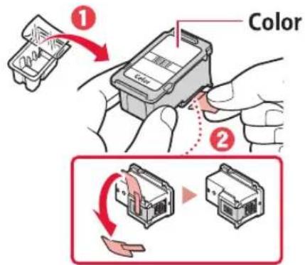 CANON PIXMA E3640 - Scoateți cartușul FINE color din ambalaj și îndepăratați banda de protecție. - 1