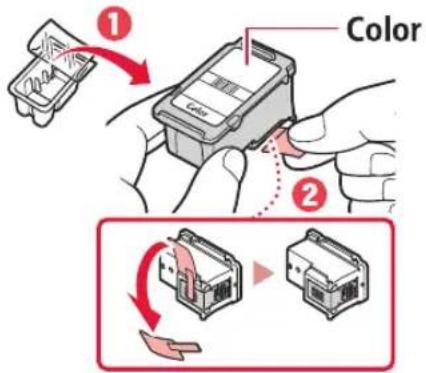 CANON PIXMA E3640 - Витягніть картридж FINE із кольоровим чорнилом з упаковки й зніміть захисну стрічку. - 1