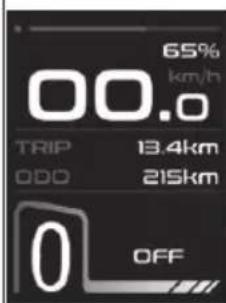 65% km/h 00.0 TRIP 13.4km ODO 215km 0 OFF