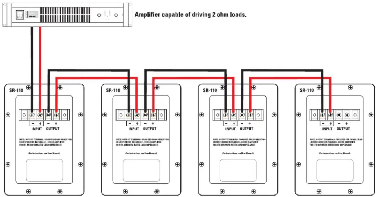 QSC SR-110 - Branchement en parallèle des bornes OUTPUT - 2