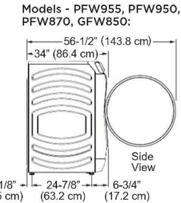 GE PFW955SPWDS - WASHER DIMENSIONS - 2