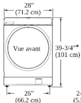 GE PFW955SPWDS - DIMENSIONS DE LA LAVEUSE - 1