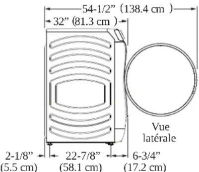 GE PFW955SPWDS - DIMENSIONS DE LA LAVEUSE - 3