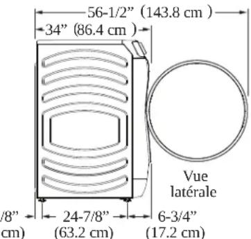 GE PFW955SPWDS - DIMENSIONS DE LA LAVEUSE - 2