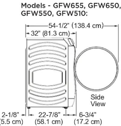 GE PFW955SPWDS - WASHER DIMENSIONS - 3